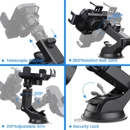 15W Wireless Car Charger Phone Mount Fast Charging Auto Clamping Phone Holder for Iphone 15 14Pro Max, Samsung Galaxy S23 Ultra S22 S21 Note 9-Black